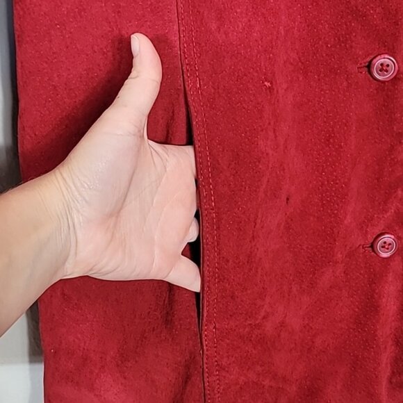 Vintage Jaclyn Smith Suede Leather Coat Jacket Women’s Size XL Red Button Up Y2K - Picture 12 of 15